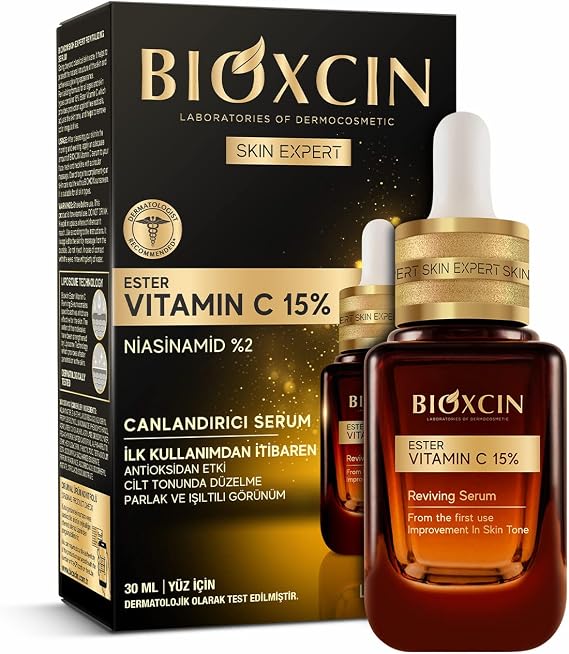 Bioxcin Ester Vitamin C 15% Canlandırıcı Serum 30 ml – Niasinamid, Lipozom Teknolojisi, Antioksidan Etki – Cilt Tonu Eşitleyici ve Aydınlatıcı Serum