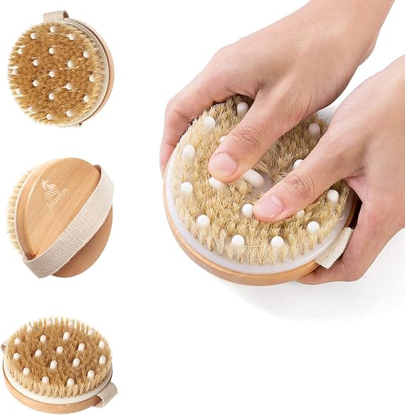 Bluefox Dry and Wet Body Brush – Soft Fiber Bath Brush with Anti-Slip Handle, Large Head for Skin Exfoliation and Massage (11 cm)