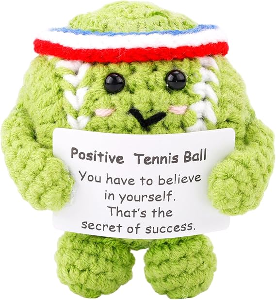 TOYMIS Positive Tennis Ball, Cute Funny Crochet Inspirational Tennis Ball