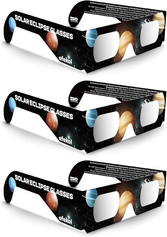 efekol Solar Eclipse Glasses, EN ISO 12312-2 and CE Certified