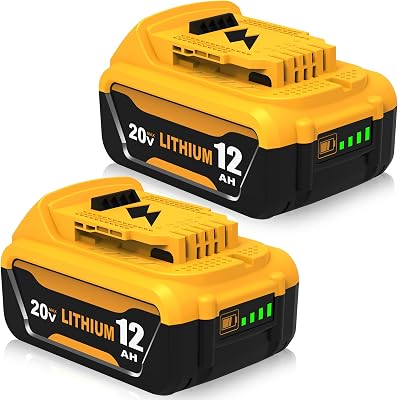 2 Packs 12000mAh High Capacity DCB206 Replacement for Dewalt 20V Max Battery Compatible with Dewalt 20V Battery Lithium Ion DCB200 DCB201 DCB203 DCB207 DCDDCFDCG Series Power Tools