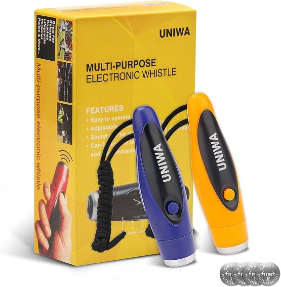 UNIWA Electronic Whistles, 2 Pack Handheld 3 Tone High Volume Electric Whistle with Lanyard for Teacher Coach Referee, Loudest Emergency Whistle Volleyball Soccer Sports Whistle