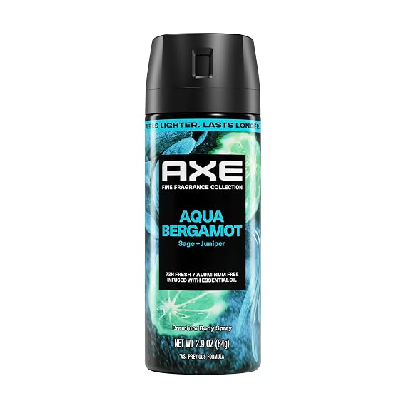 AXE Fine Fragrance Collection Body Spray Aqua Bergamot 2.9 oz | 72 Hour Freshness