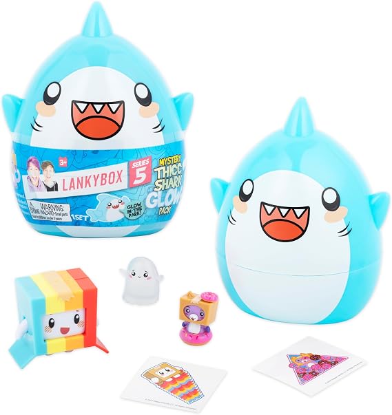 LankyBox Mystery Thicc Shark Glow Pack with 5 Exciting Toys to Discover inside, Officially Licensed Merch