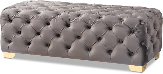 Baxton Studio Ottomans, One Size, Gray/Gold