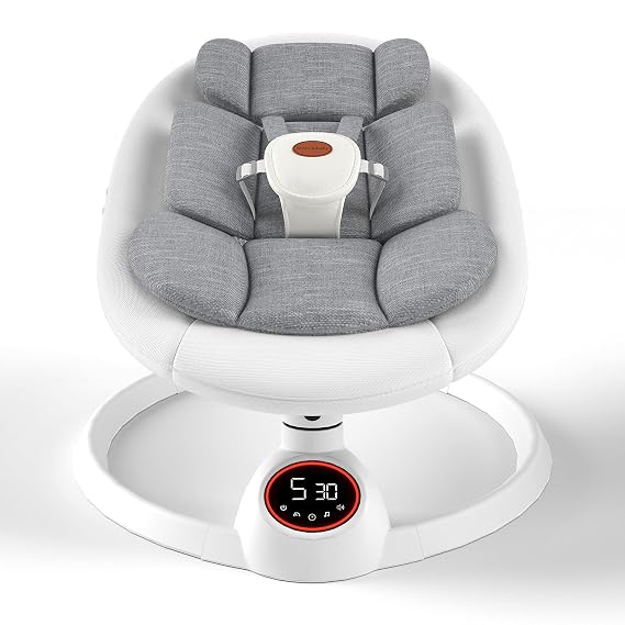 Baby Swings for Infants to Toddler, Portable Baby Swing with Extra Pad, Electric Infant Swing with 5 Speeds and Bluetooth Music, Indoor & Outdoor