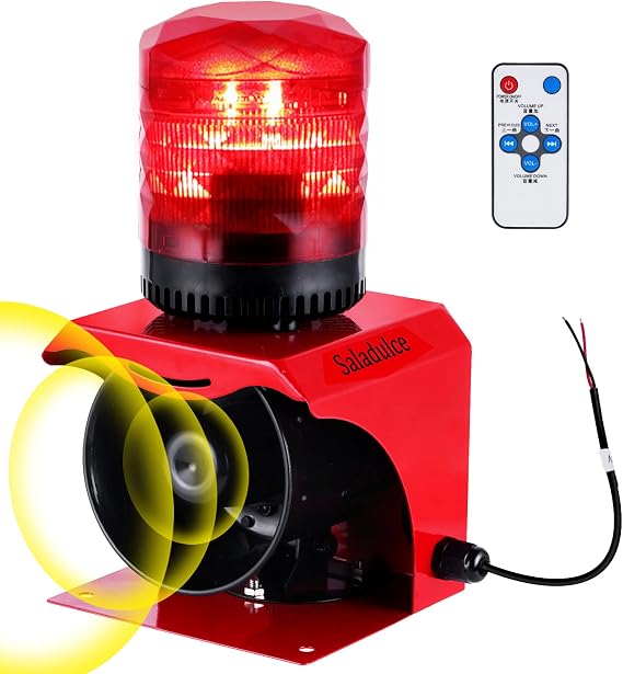 120dB Industrial Siren Alarm, IP65 Outdoor Sound and Light Alarm,, Adjustable Volume & Tone for Home, Office, Factory, Warehouse (Industrial, 12, V)