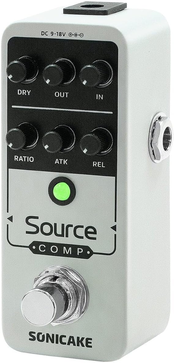 SONICAKE Compressor Pedal, Mini Analog Compression Effect Pedal for Electric Guitar and Bass, Knobs Adjust, Buffer Bypass - Source Comp