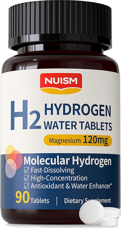 H2 Hydrogen Water Tablets - Molecular Hydrogen Tablets for Drinking Water with Magnesium, 12 PPM Antioxidant for Muscle Recovery, Cellular Energy, Metabolism, Hydration, Brain & Gut  90ct