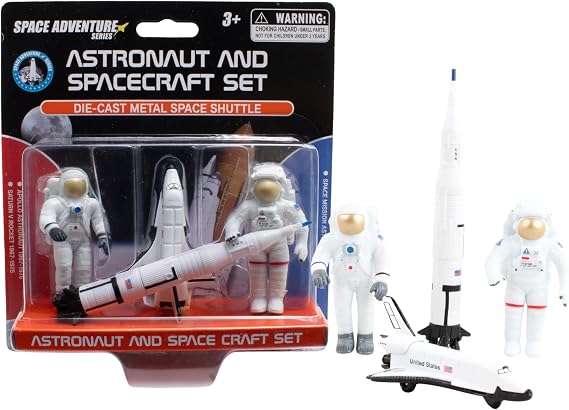 Space Adventure 4-Piece Astronaut and Spacecraft Die-cast Metal Space Shuttle Fun Toys and Collectibles Perfect for Ages 3+