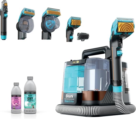 Shark StainStriker HairPro Portable Stain Cleaner,4 Tools, Self-Clean PX251 | For Carpet, Upholstery & Area Rugs, Pet Hair Pickup, Pet & OXY Formulas, Self-Clean, 3.5" Stain, Crevice, 2 Pet Tools