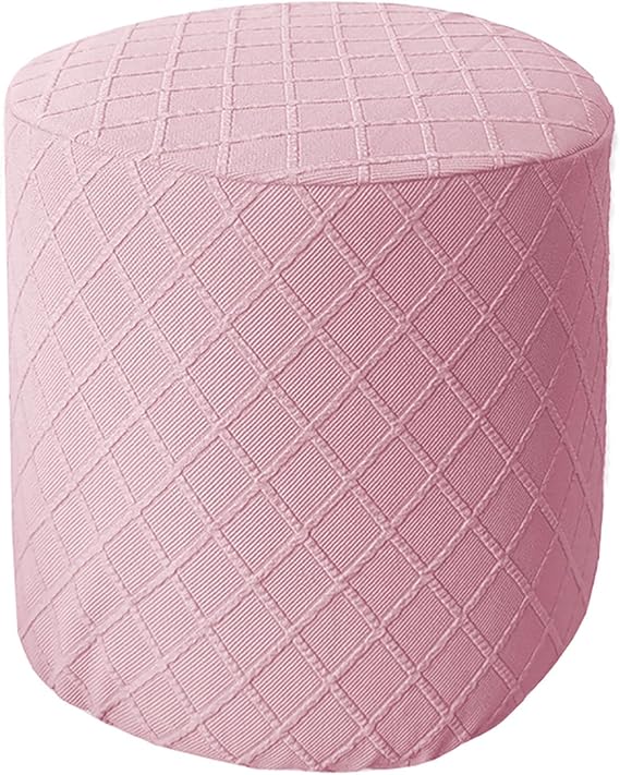 Stretch Round Spandex Ottoman Cover-Pink-Small | Soft Footrest Stool Slipcover with Elastic Bottom Washable Storage Ottoman Furniture Protector for Living Room