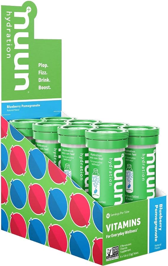 Nuun Vitamins Electrolyte Tablets, Blueberry Pomegranate Flavor, 8 Pack