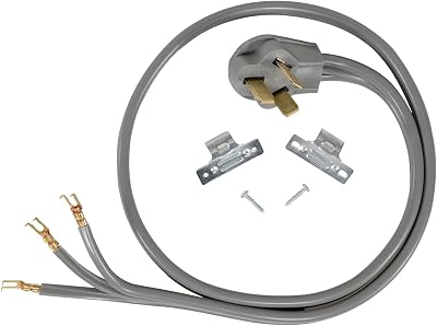 Certified Appliance Accessories 40-Amp Appliance Power Cord, 3 Prong Range Cord, 3 Wires with Open-End Connectors, 4 Feet, Copper Wire
