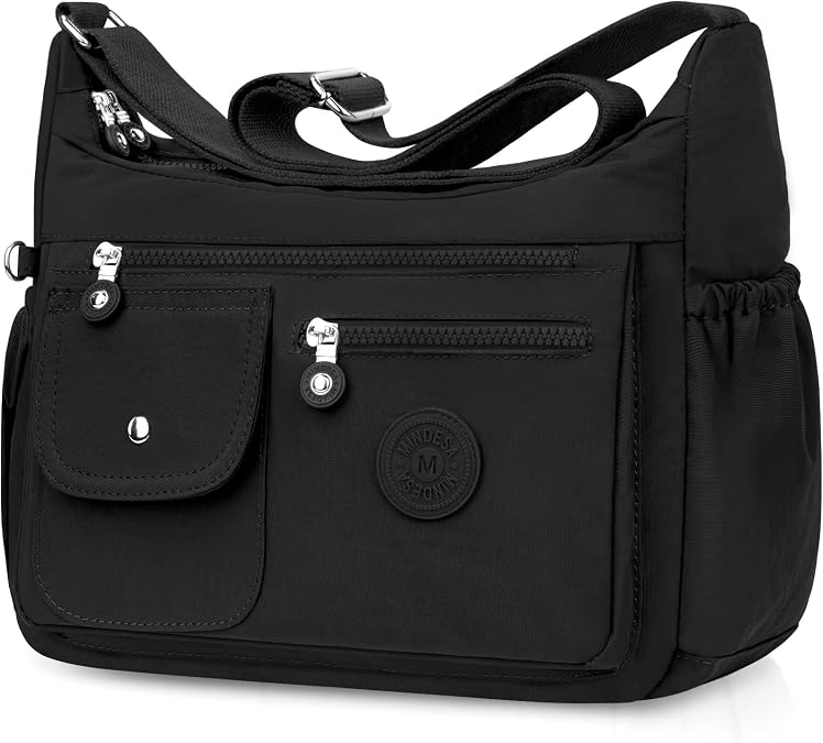 Womens Shoulder Bag Multi Pockets Crossbody Bags for Women Travel Handbag with Adjustable Shoulder Strap Nylon Cross Body Bag Waterproof Messenger Bag for Shopping Hiking Travel