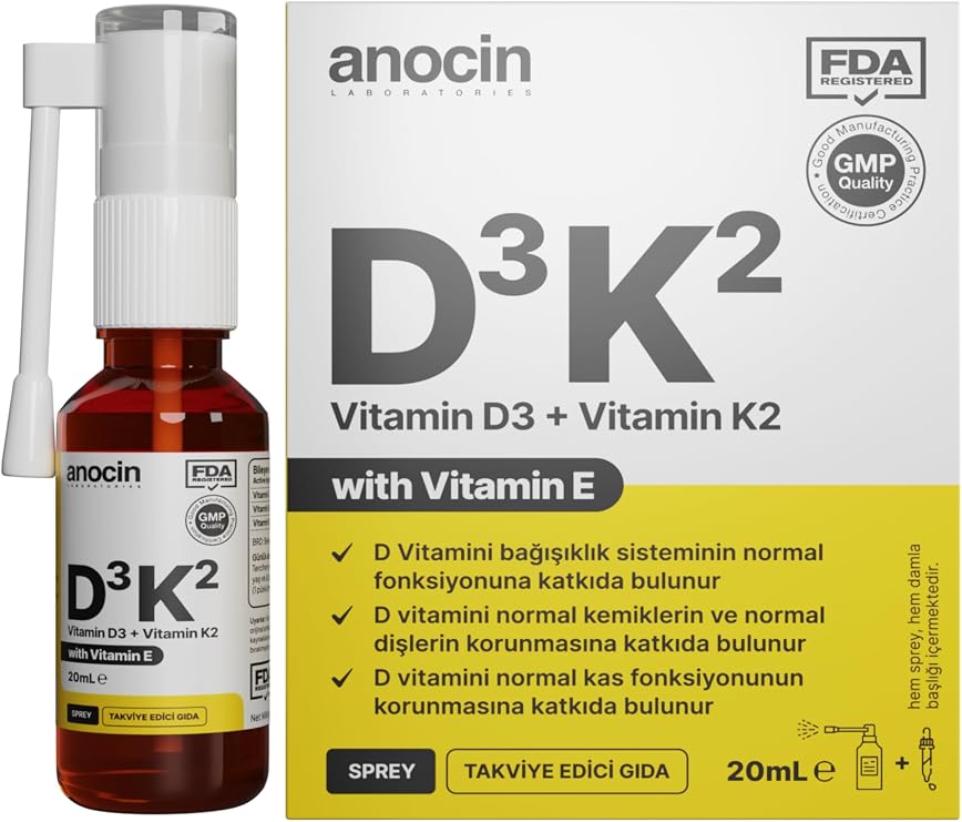 anocin Vitamin D3 K2 Vitamin E, 1000 Iu 2m Mcg Damla 20 ml D3 K2 Vitamin D3k2
