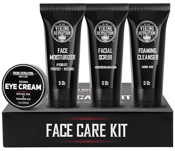 Viking Revolution Men's Facial Skin Care Kit - 4 Piece Set