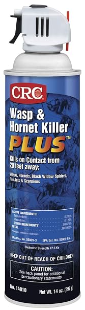 CRC 14010 Wasp and Hornet Killer Plus, 20 Ft Spray, Instant Knockdown, 14oz, [12 Pack]