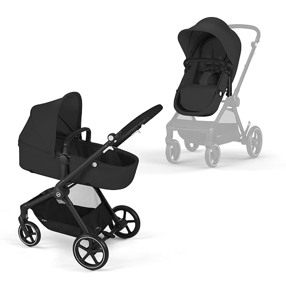 Cybex EOS 2-in-1 Baby Stroller for Newborn, Infant to Toddler - Moon Black