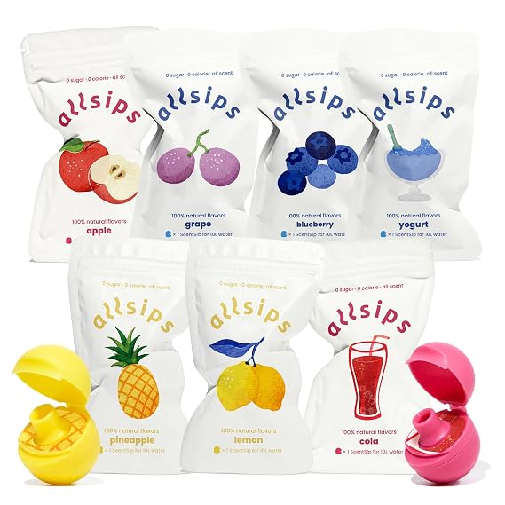 allsips 7 Refresher ScentSip Flavor Pods | Lemon,Coke,Pineapple,Blueberry,Yogurt,Grape,Apple Flavor Pods