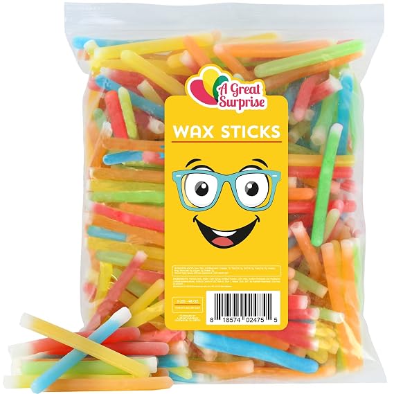Candy Wax Sticks - Wax Candy with Juice - Bulk Goodie Bag Stuffer Candy - Drinkable Candy for Kids - Candy Drinks - 3 Pounds - Wax Stick Drinks - Chewy Wax Candy