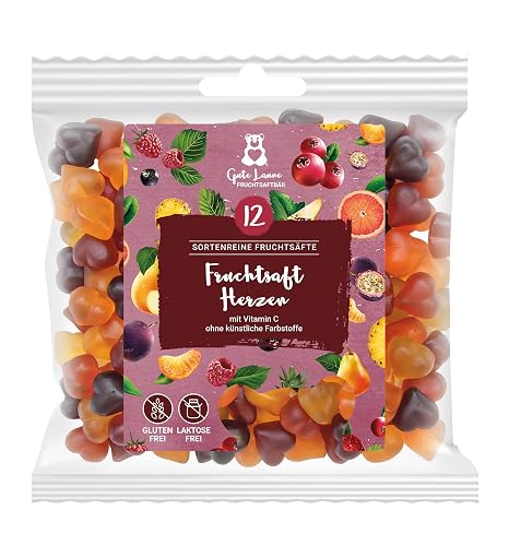 Fruit Juice Hearts Hearts Gummy Bears 20% Variety Fruit Juices No Artificial Colours and Flavour Enhancers Gluten and Lactose Free
