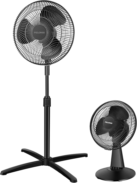 PELONIS 16 - inch Pedestal & 12 - inch Table Fan Bundle