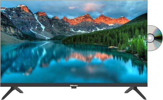 EMtronics 32 inch HD LED TV with Built-in DVD Player, Freeview, HDMI, USB Media Player, COAXIAL, AUX, PVR Recording - Black