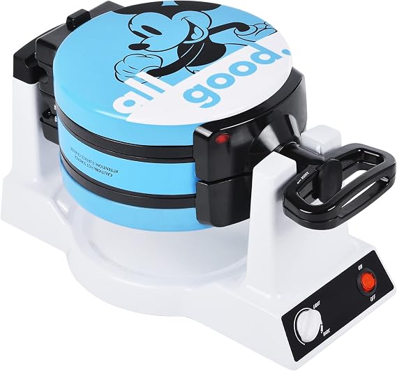 Disney Mickey & Minnie Double Flip Waffle Maker by Select Brands, 6 Waffles