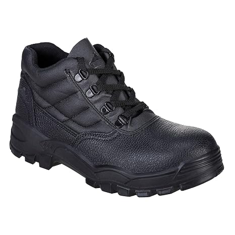 Portwest FW10 Steel Split Leather Mid Boot Padded Collar Lace-Up Fastening