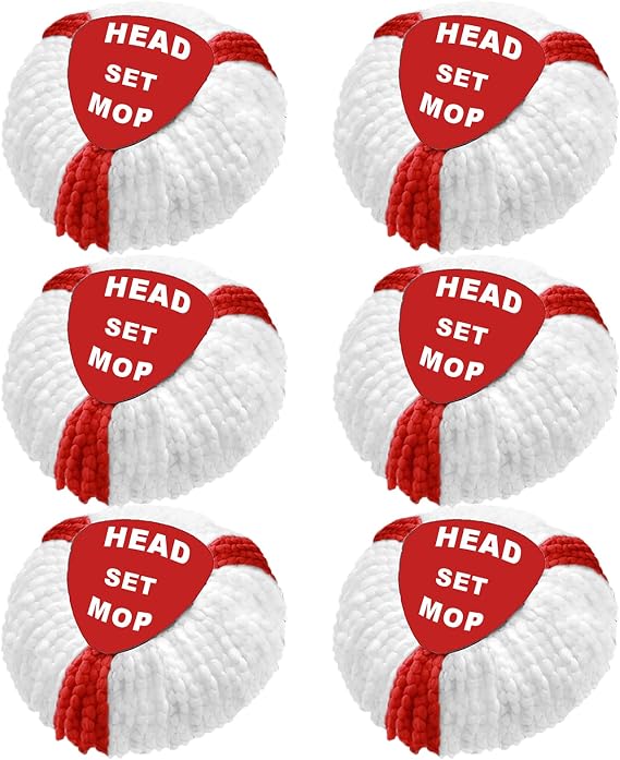 Pack of 6 Mop Replacement Heads for Turbo 2-in-1 Mop Mop Replacement Cover Microfibre Mop Replacement Mop Heads for Floor Mop and EasyWring & Clean Mop