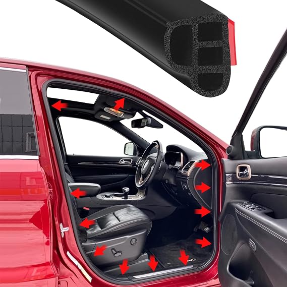 Car Door Seal Strip, 32.8Ft Automotive Weather Stripping L-Shape Self Adhesive Auto Door Rubber Seal Strip Soundproofing Weatherstrip for Car Door Tailgate(10M/32.8Ft)