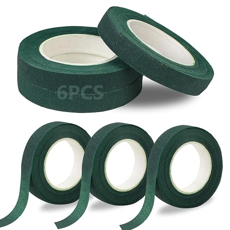 6 Roll Floral Tape 1/2inch Flower Tape Dark Green, Floral Tapes for Bouquet Stem Wrapping and Floral Crafts, Wedding Bouquet