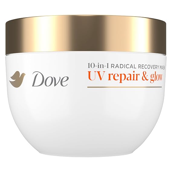Dove Radical Recovery Hair Mask UV Repair & Glow for UV Damaged Hair 9.2oz | Hair treatment for deep recovery from 99% of UV hair damage* with Melting Lumi-Beads for 10X shinier hair