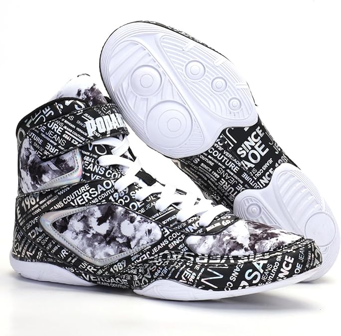 Boxing Shoes Men's, Adults High Top Professional Wrestling Boots, Rubber Sole, Indoor Non-Slip Lightweight Gym MMA Training Boots