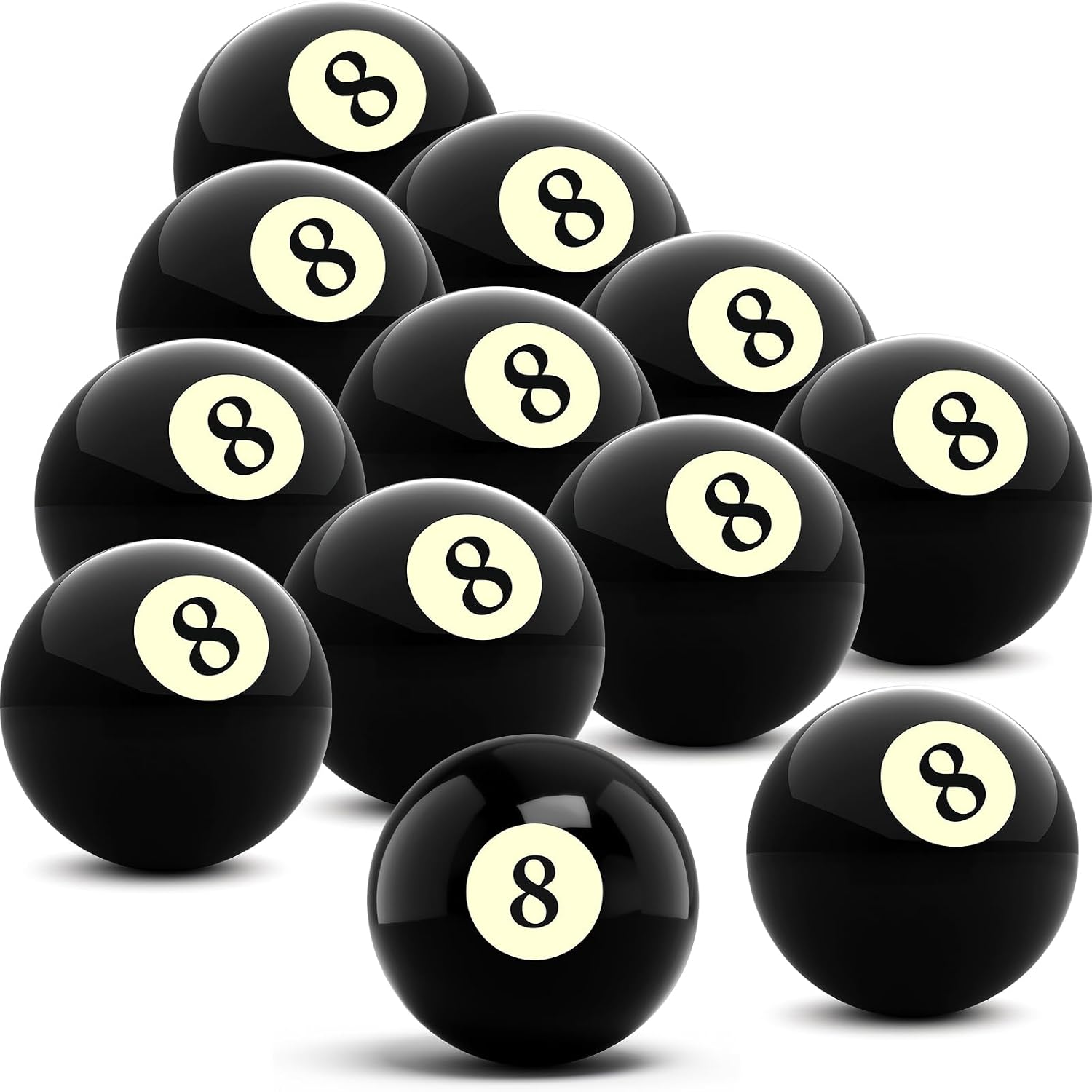 MSYU Billiard Replacement Eight Ball, 12 Pack 2-1/4" Standard Billiard Pool Cue Ball, Table Accessories for Bars, Game Room and billiard rooms
