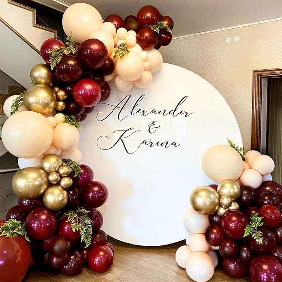 138PCS Burgundy Balloon Garland Arch Kit Burgundy Balloons Blush Balloons and Metallic Gold Latex Balloons for Valentines Day Wedding Bachelorette Birthday Mothers Day Graduation Party Decoration