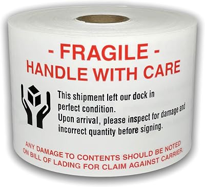 1 Roll Large 3x5 Fragile Handle with Care Hands Holding Box White Red Black Shipping Pallet Stickers 500 Labels Total