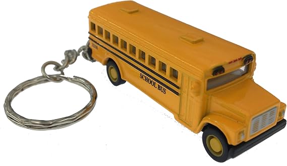 KiNSFUN Classic Mini School Bus 2.5 Inches Die Cast Metal Model Key Chain