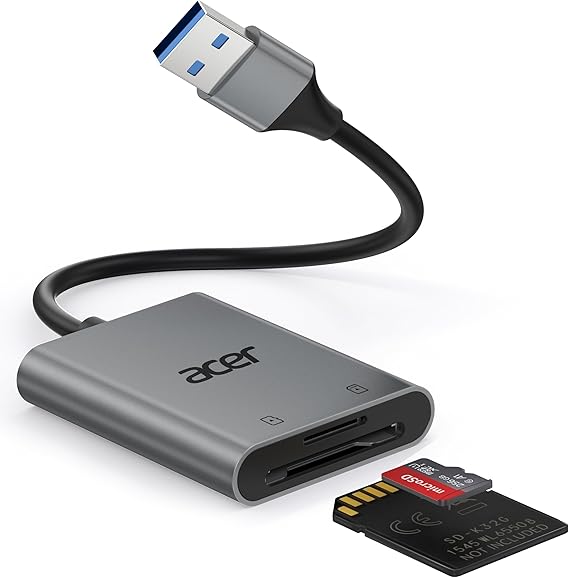 Acer SD Card Reader, USB A 3.0 to Micro Memory Card Reader Aluminum