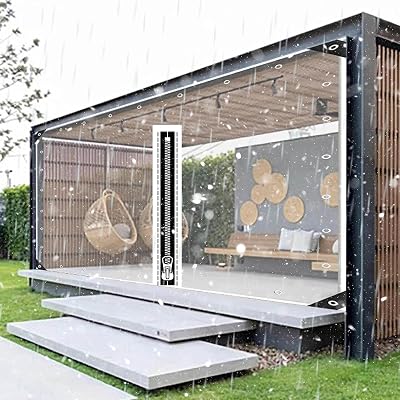 Pxzybd Outdoor Curtains with Zip,Transparent Tarpaulin Side Panels,Pergola Gazebo Waterproof Clear Tarpaulin Curtains,0.5mm PVC Plastic Tarpaulin with Eyelets,Partition Curtains