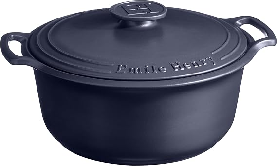 Emile Henry Made in France SUBLIME Ceramic 4 qt. Round Dutch Oven, Indigo