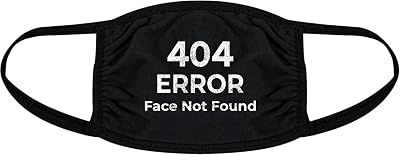 404 Error Face Not Found Face Mask Funny Internet Humor Nose and Mouth Covering Funny Masks for Adults Cool Meme Novelty Masks for Adults Black 1 Pack