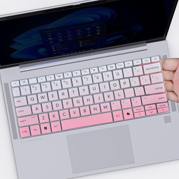 Keyboard Cover Skin for 2026 2025 HP EliteBook 6/8 G1q G1i G1a G1aN G1ah,HP EliteBook 640 645 G11 14, HP EliteBook 1040 G11 14 Inch Laptop Accessories Protector(Not Fit 1040 640 645 G10), Gradual Pink