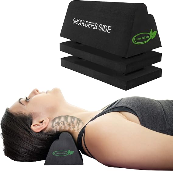 Lumia Wellness Cervical Orthotic Traction Block | Firm | Spinal & Neck Alignment | 3-Height Adjustable Design | Cervical Traction Device & Neck Stretcher