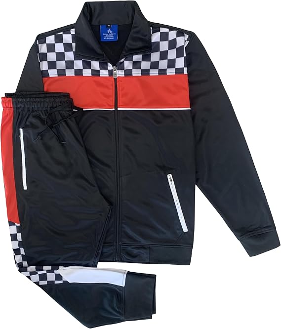 Plaid Checker Style Men's Jogger Tracksuit