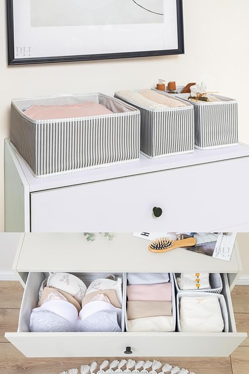 Market Gate 4 Drawer Organizer Decorative Basket Hurch (4 Drawer Striped)