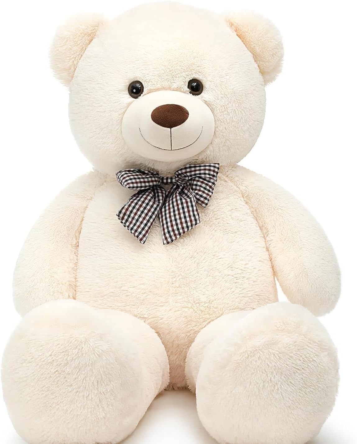 Cute Plush Confused Bear with Bow Tie 80 cm - Special GIFT for Lover White