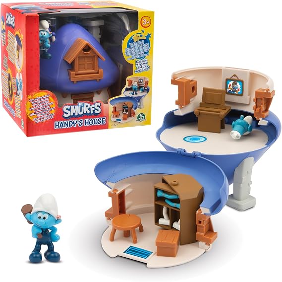 The Smurfs, Handy's House Playset with Transformable Furniture and Stickers, Includes 2 Exclusive Figures, Hidden Key for Surprise Feature, Creative Customisation, Ages 3+