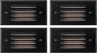 GKOLED 12V 3W Surface Mount Low Voltage LED Step Light with Horizontal Louver Faceplate for Steps Decks Pathway Yard Stairs Fences, IP65 Rated for Outdoor Waterproof, Ideal for Wet Locations 4 Packs